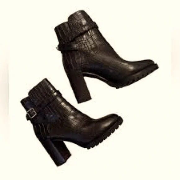 🤎NEW WITH BOX & dust bag Paige chocolate leather, croc-stamped boot 🐿️ - Picture 4 of 17